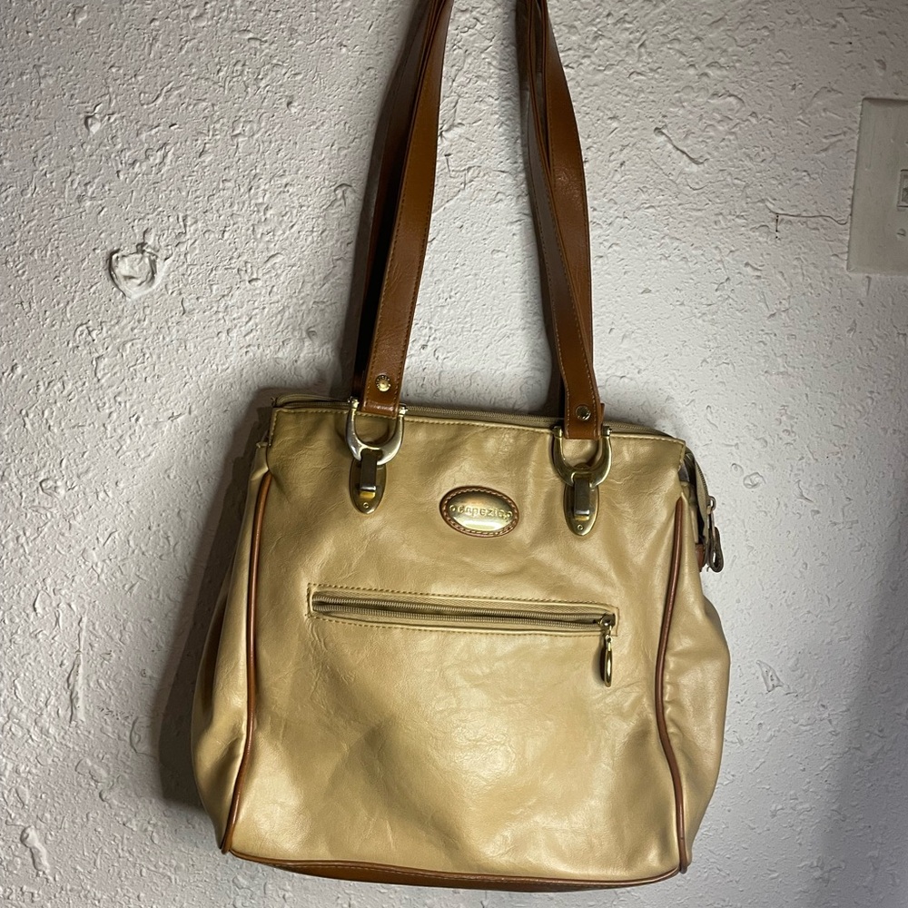 Capezio Beige and Brown Shoulder Bag